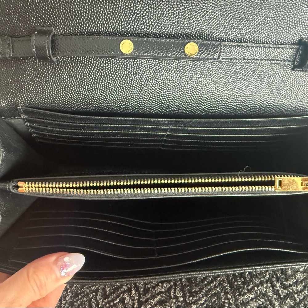 Yves Saint Laurent Black Chevron Clutch with Gold Chain - Picture 7 of 8